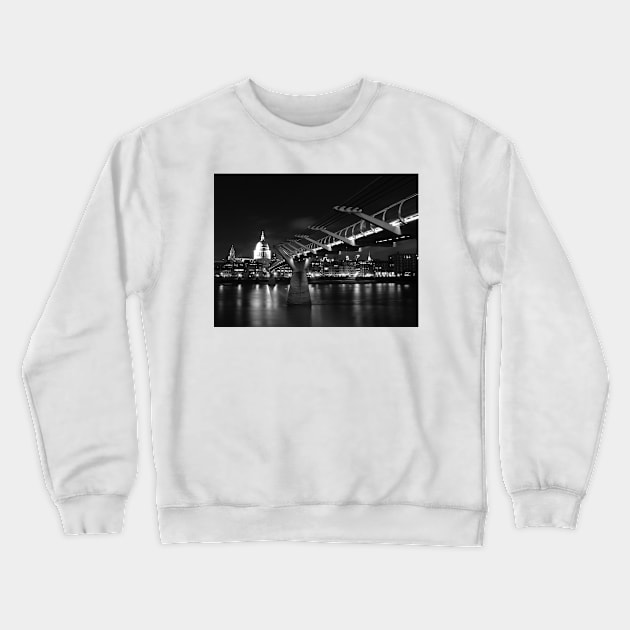 Millennium Bridge and St Paul`s Cathedral, London Crewneck Sweatshirt by Chris Petty